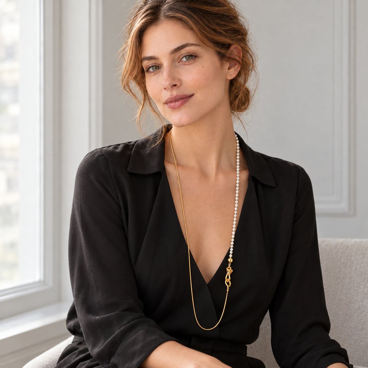 ELENE necklace evening styling with black dress