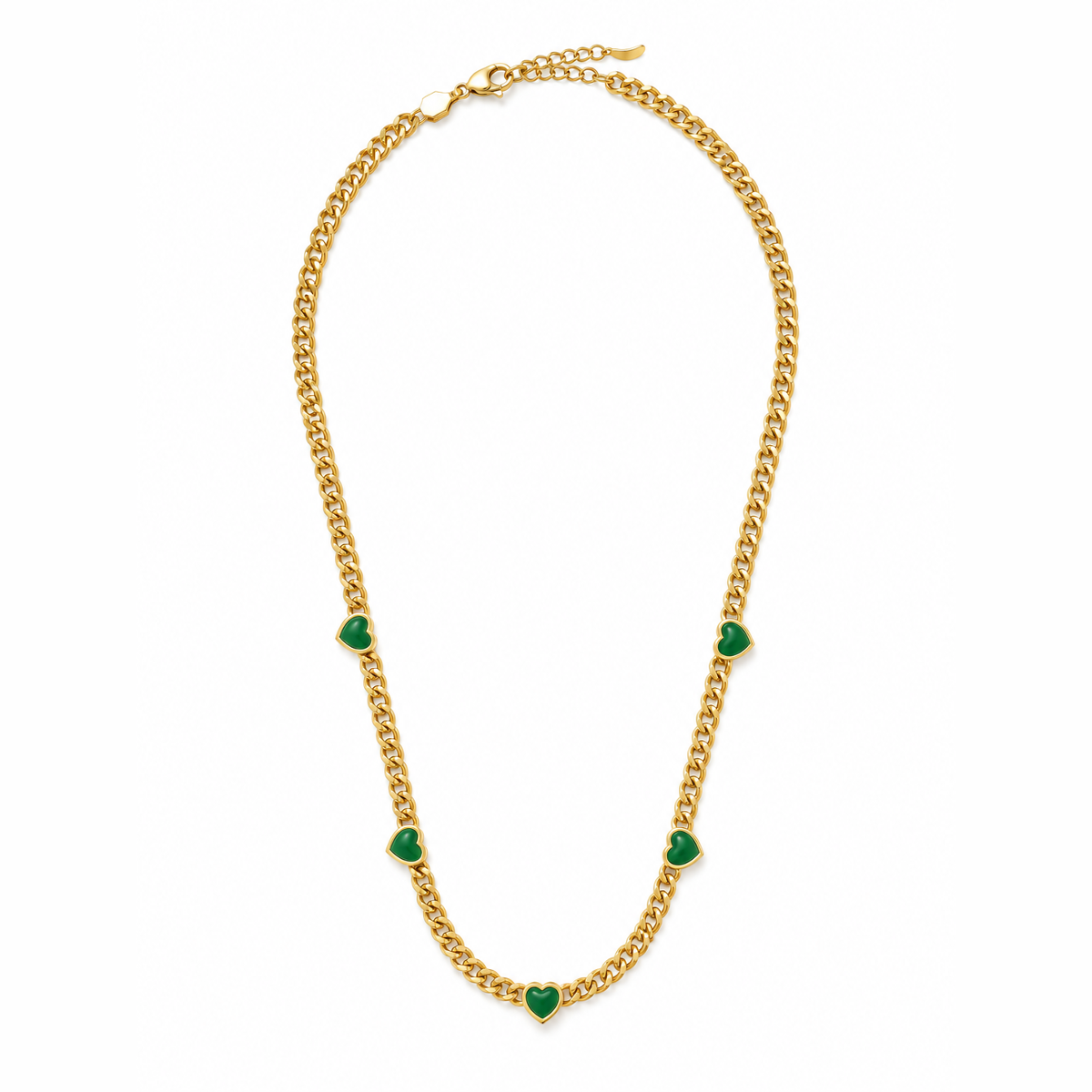 MIRA | Multicolored Jelly Heart Gemstone Station Necklace (18K Gold Plated Brass)
