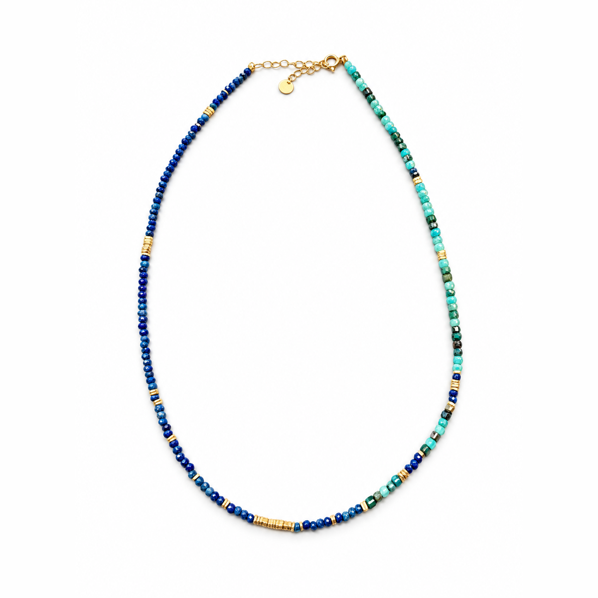 VERA | Sculptural Lapis Lazuli & Turquoise Beaded Collar Necklace (18K Gold Plated 925 Silver)