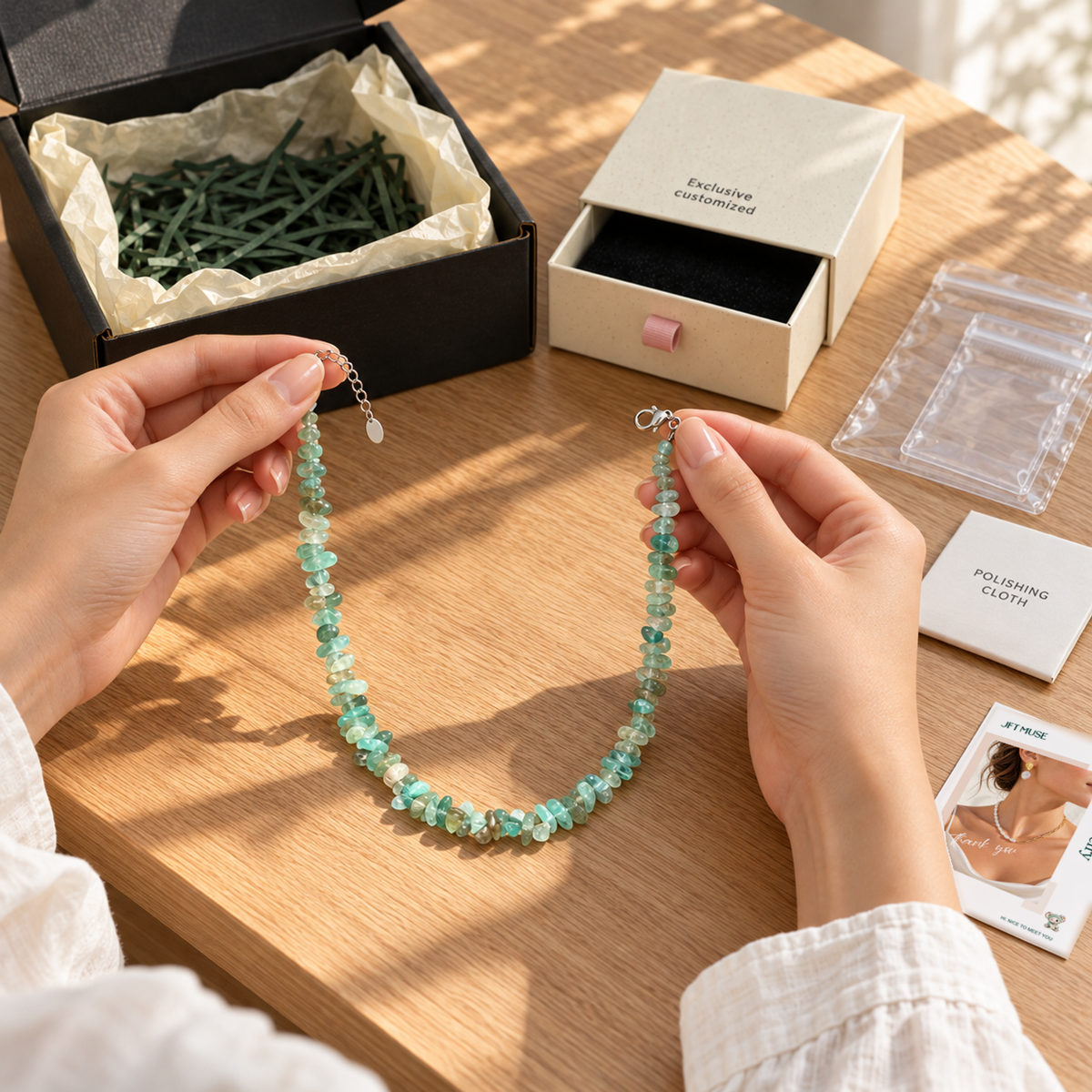 MIRA | Raw Blue Apatite Gemstone Chip Choker Necklace (S925 Sterling Silver)