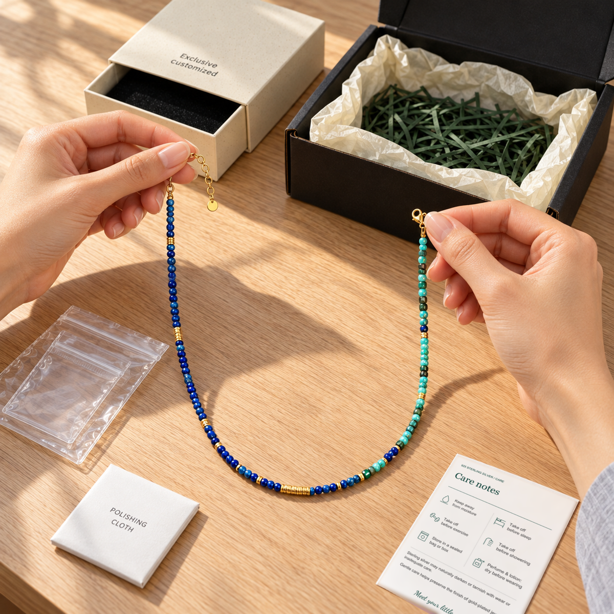 VERA | Sculptural Lapis Lazuli & Turquoise Beaded Collar Necklace (18K Gold Plated 925 Silver)