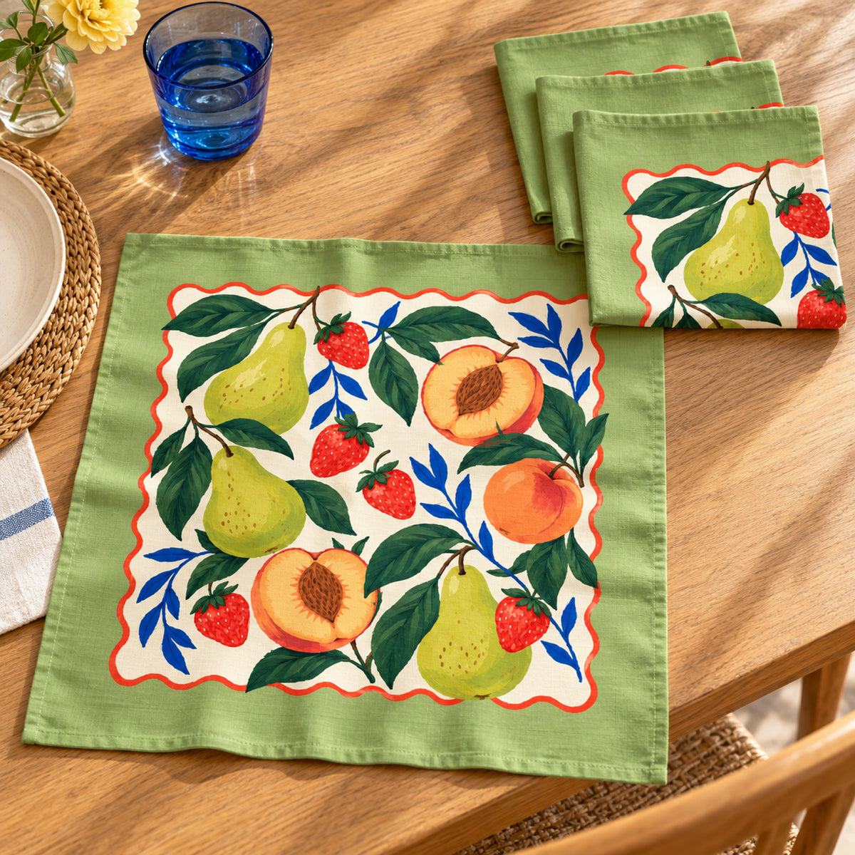 Offbeat Living, Weekend Orchard Dinner Cloth Napkins, Set of 4, 20 × 20 in