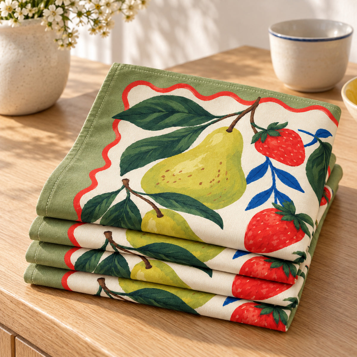 Offbeat Living, Weekend Orchard Dinner Cloth Napkins, Set of 4, 20 × 20 in