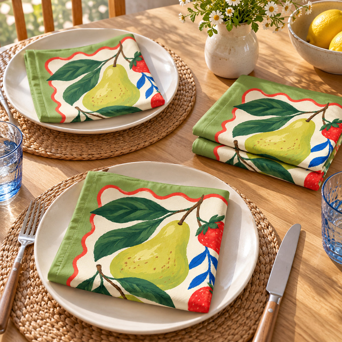 Offbeat Living, Weekend Orchard Dinner Cloth Napkins, Set of 4, 20 × 20 in