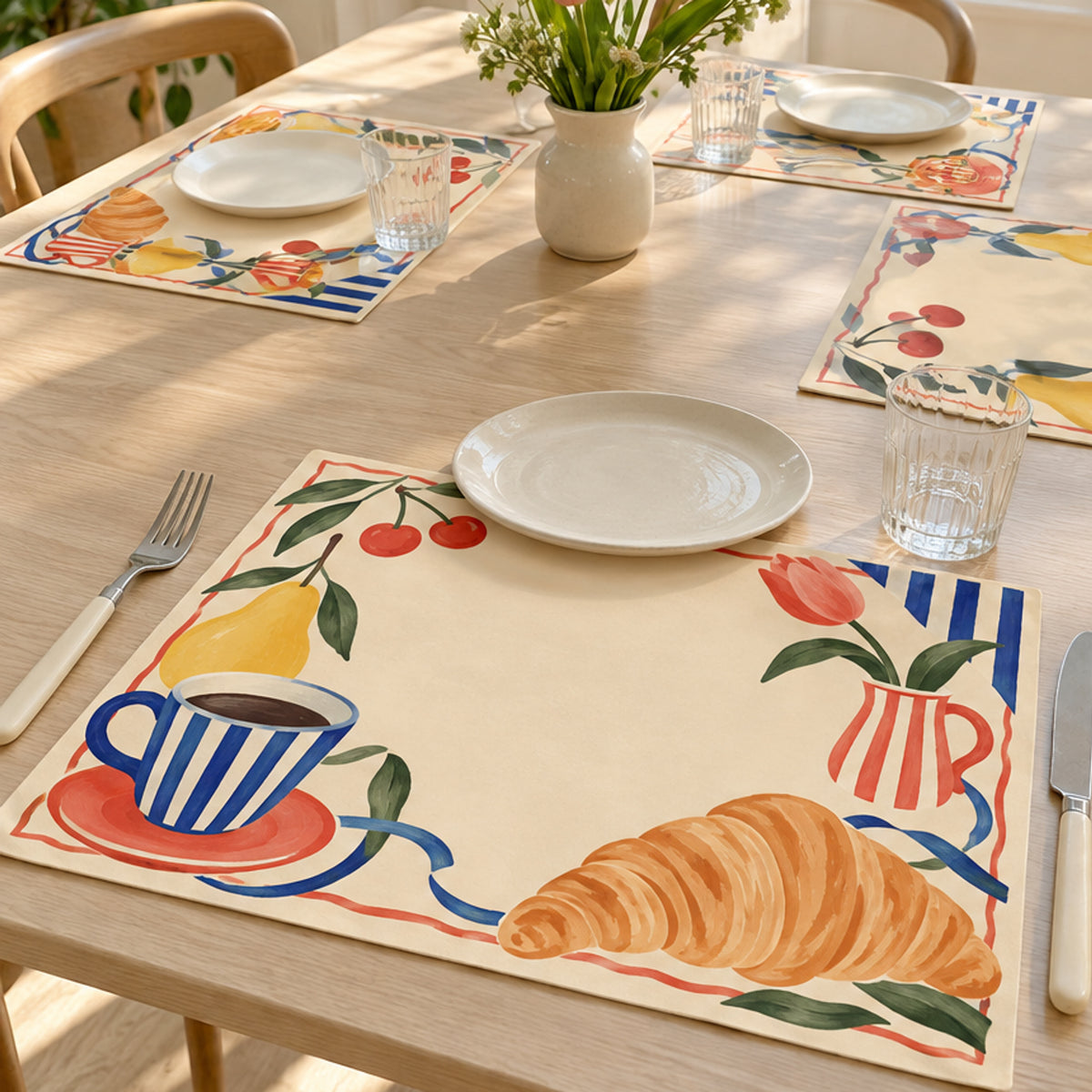 Offbeat Living, Afternoon Social Dining Placemats, Set of 4, 18 × 14 in