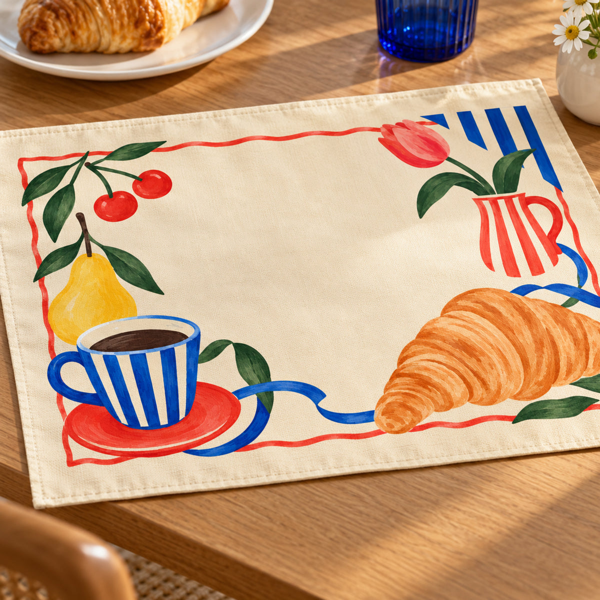Offbeat Living, Afternoon Social Dining Placemats, Set of 4, 18 × 14 in
