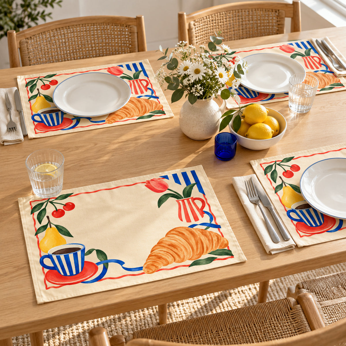 Offbeat Living, Afternoon Social Dining Placemats, Set of 4, 18 × 14 in
