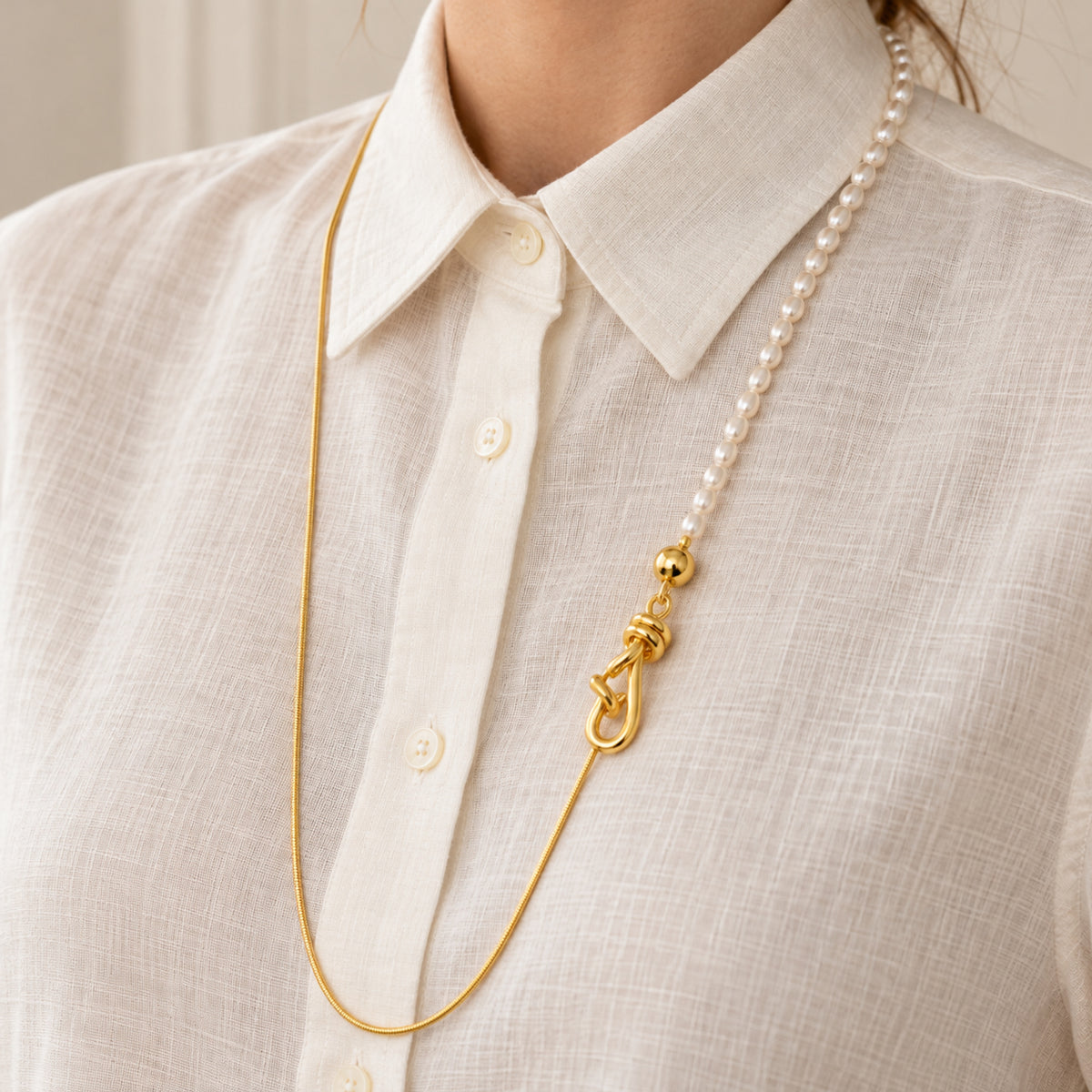 Artisan knot and clasp close-up detail