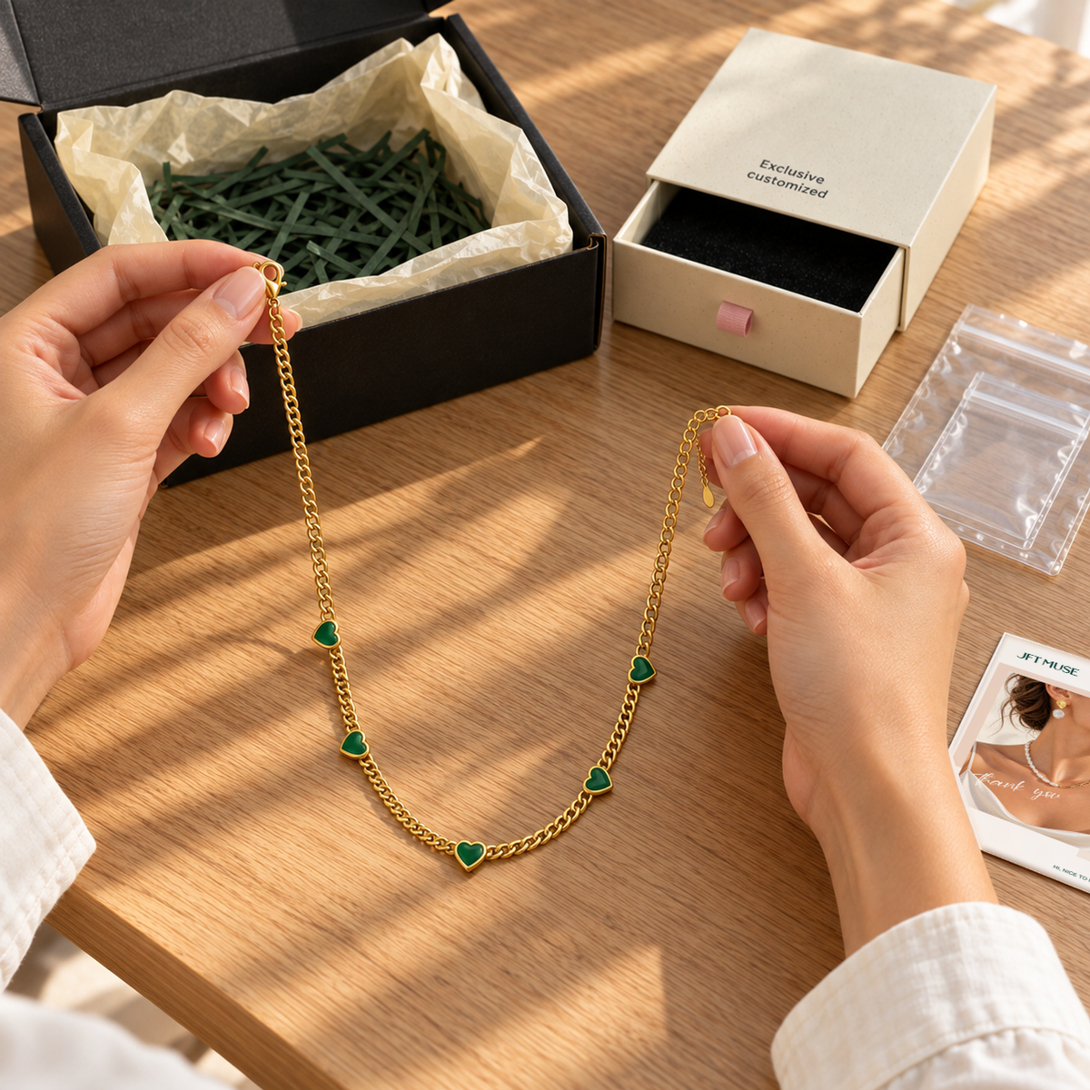 MIRA | Multicolored Jelly Heart Gemstone Station Necklace (18K Gold Plated Brass)