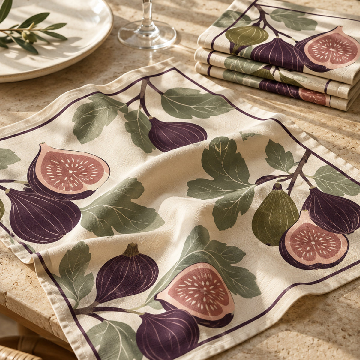 Still & Flow, Fig Atelier Dinner Cloth Napkins, Set of 4, 20 × 20 in