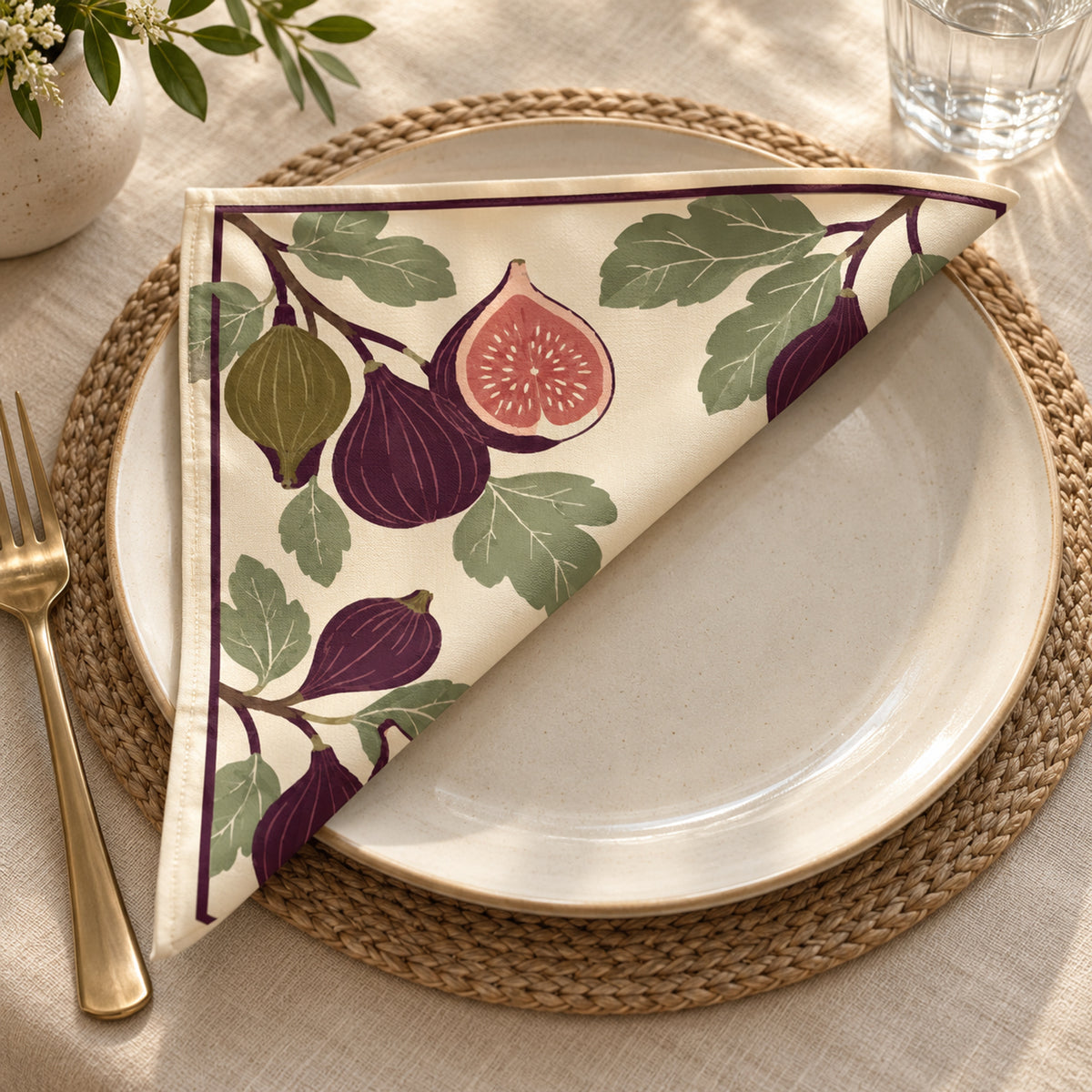 Still & Flow, Fig Atelier Dinner Cloth Napkins, Set of 4, 20 × 20 in