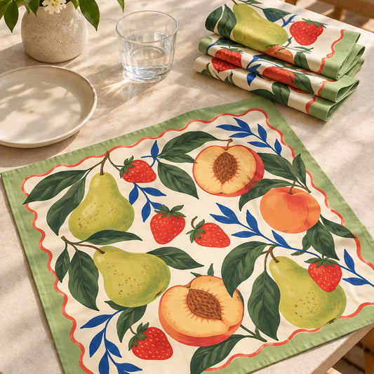 Offbeat Living, Weekend Orchard Dinner Cloth Napkins, Set of 4, 20 × 20 in