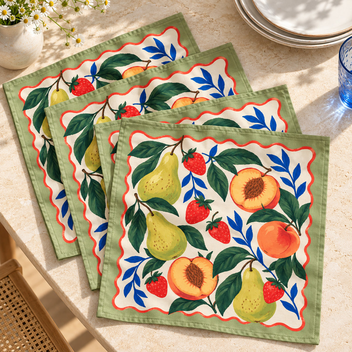 Offbeat Living, Weekend Orchard Dinner Cloth Napkins, Set of 4, 20 × 20 in