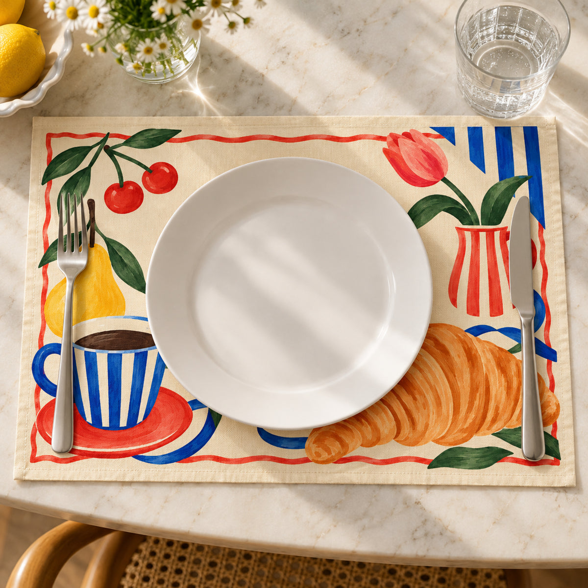 Offbeat Living, Afternoon Social Dining Placemats, Set of 4, 18 × 14 in