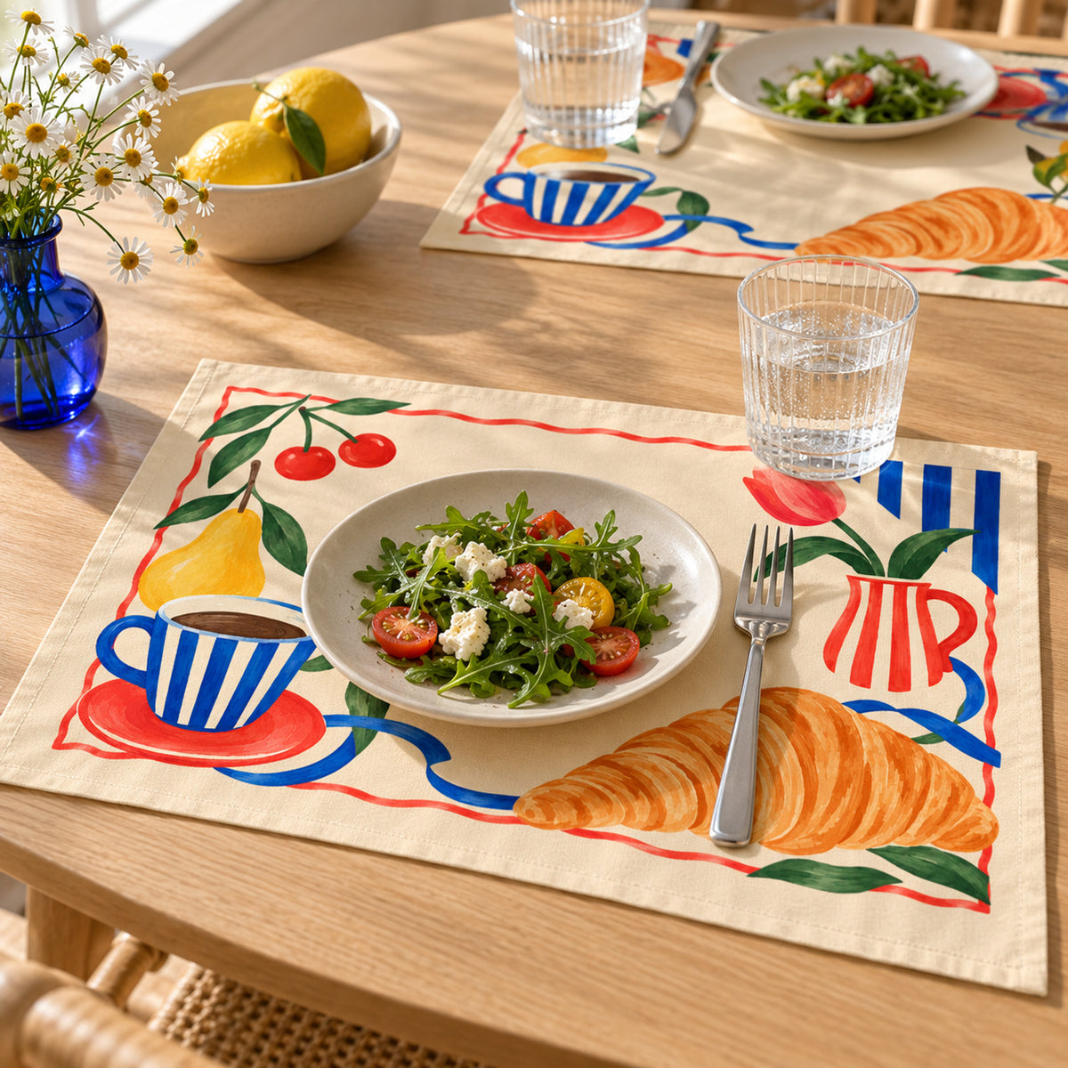 Offbeat Living, Afternoon Social Dining Placemats, Set of 4, 18 × 14 in
