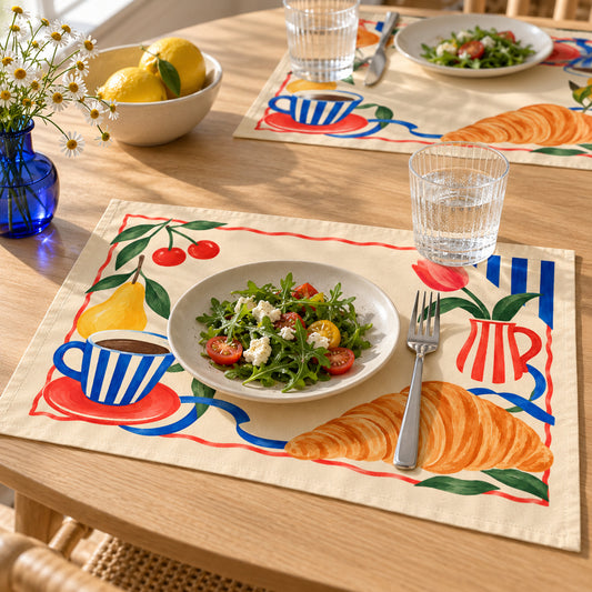 Offbeat Living, Afternoon Social Dining Placemats, Set of 4, 18 × 14 in